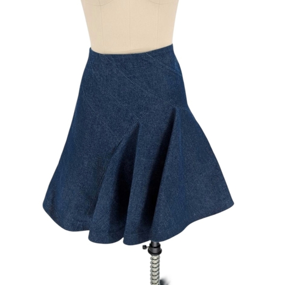 01520 Women's Flounce Fit & Flare Denim Skirt Blue Size M/L western rustic - Picture 1 of 5
